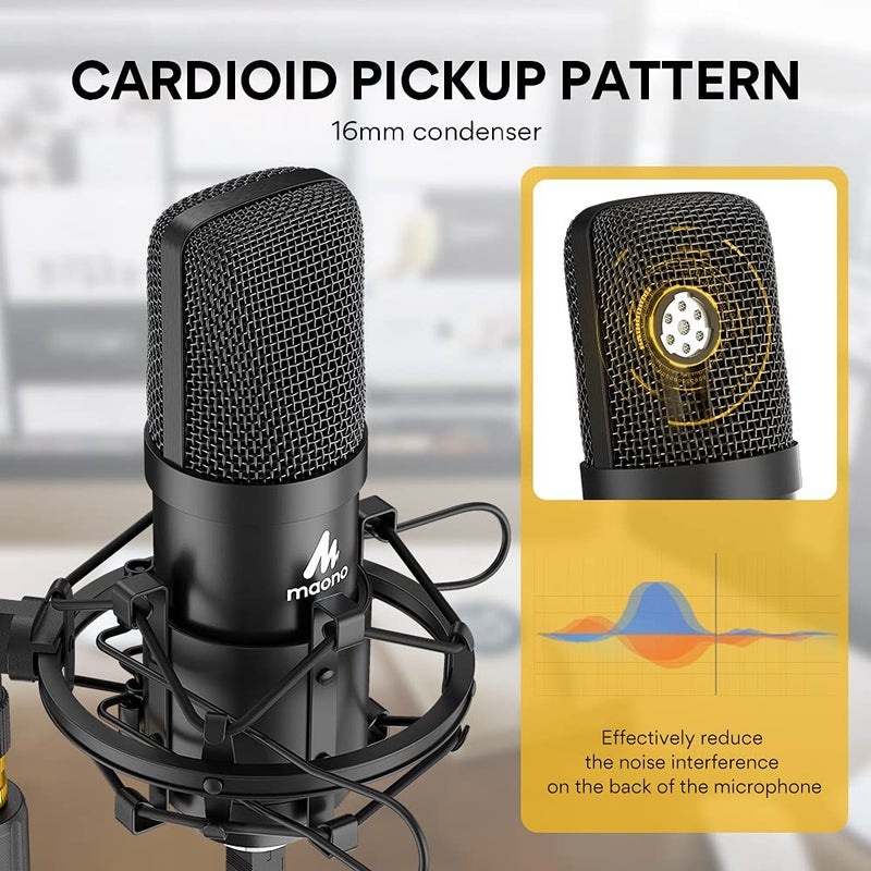 MAONO USB Microphone Kit 192KHZ/24BIT AU-A04T PC Condenser Podcast Streaming Cardioid Mic Plug & Play for Computer, YouTube, Gaming Recording - Image 3